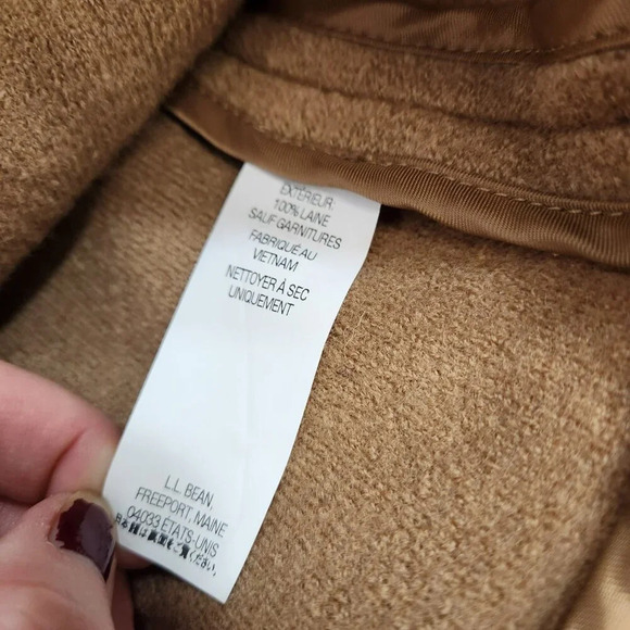 LL Bean Womens Beige  Wool Coat Size 1X - Picture 9 of 11